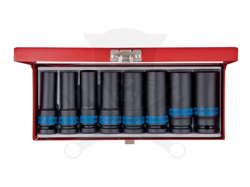 Légkulcsfej készlet 1/2" 8 db 12-24  mm metrikus hosszú KingTony
