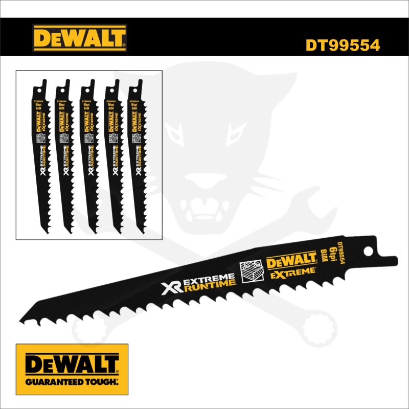 Fűrészlap kardfűrészhez, fára 152 mm 4.2-6.4 T - 5db - DeWalt Extr.