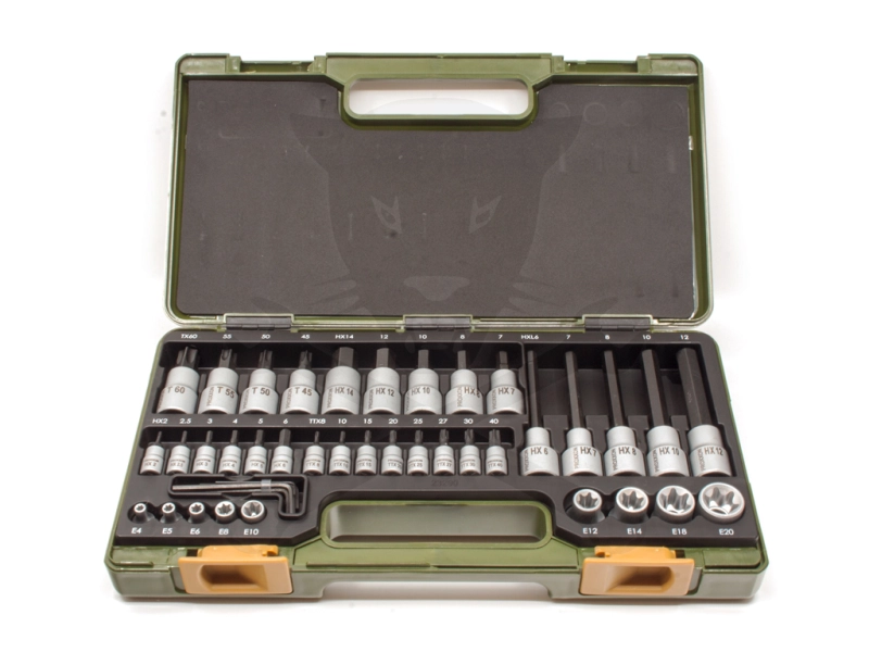 Rátűzőkulcs - crowa+bit készlet 1/4-1/2" imb.+TX+TTX+E-Torx 41 részes