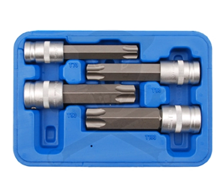 Rátűzőkulcs - crowa+bit készlet furatos torx 4 db  T70-T80-T90-T100