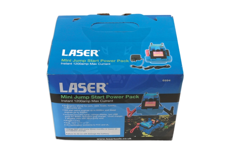 Akkumulátor bikázó-indító (starter) 12 V  -1200A -14Ah -Laser Tools