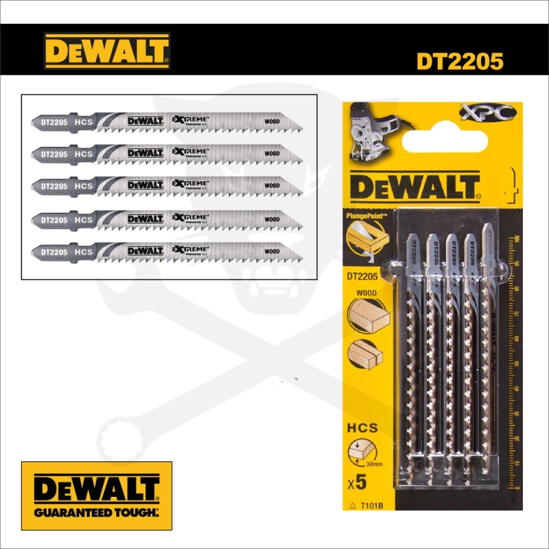 Fűrészlap dekopírfűrészhez, fára 100 mm 2.5T - 5db - DeWalt