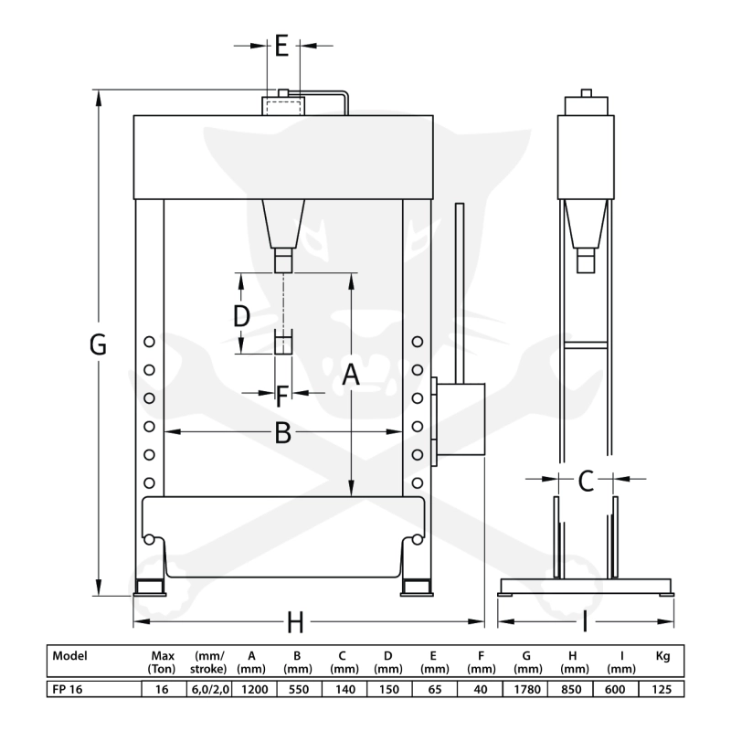Prés 16 t hidraulikus - lábpedálos - Compac FP 16