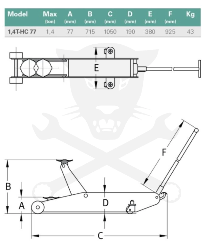 Emelő padló 1.4T krokodil - magasemelésű: 77 - 715 mm - Compac G2