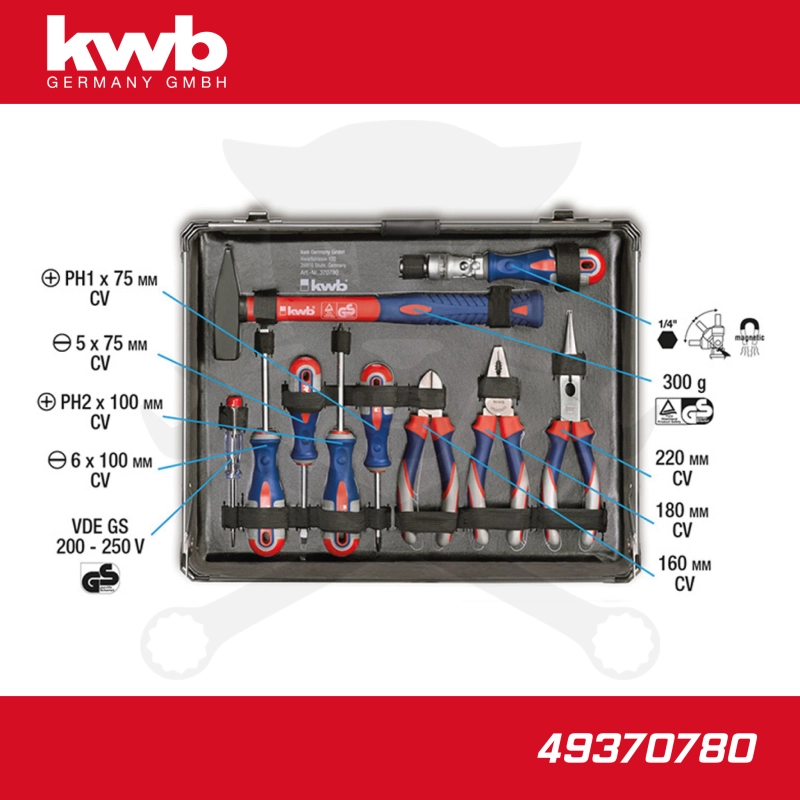 Szerszámkészlet 129 db-os koffer készlet 1/2"-1/4" vegyes - KWB
