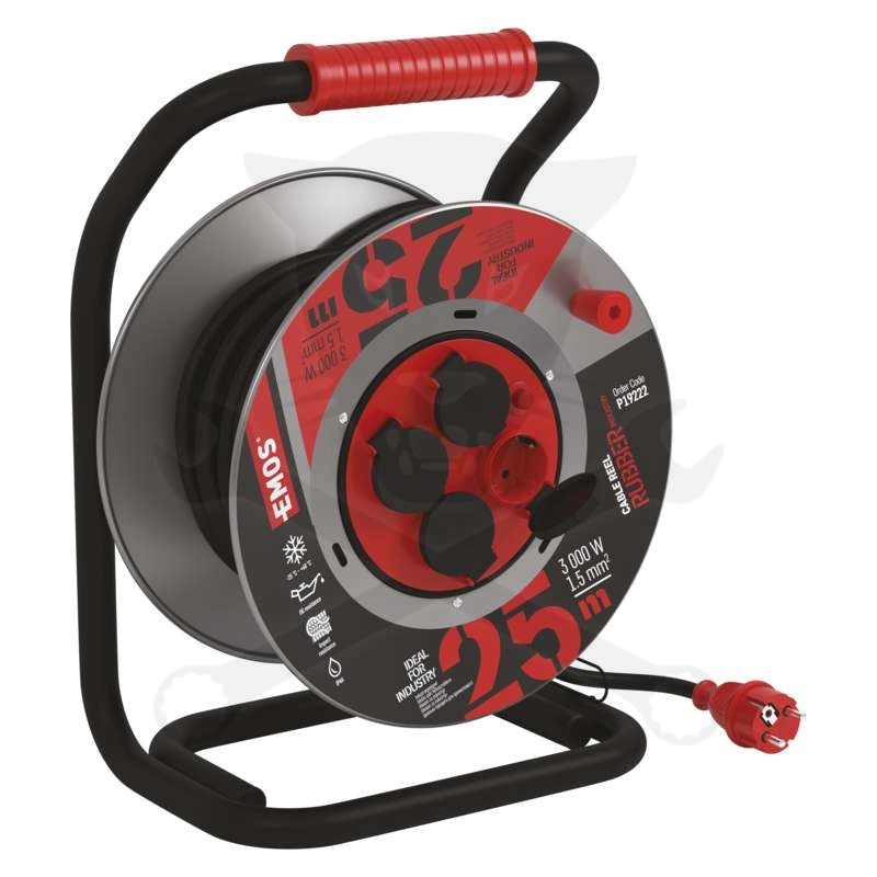 Kábeldob 25 m - IP44 gumi kábel 3 x 1.5 mm2 - W