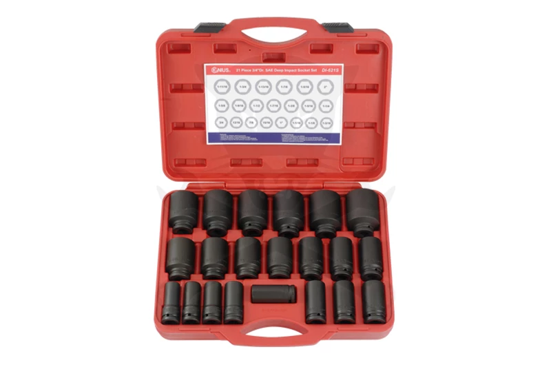 Légkulcsfej készlet 3/4" 21 db-os COLOS 3/4" - 2" 6 lapú hosszú - Genius
