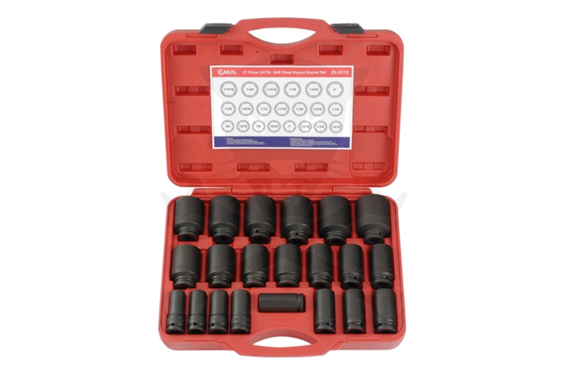 Légkulcsfej készlet 3/4" 21 db-os COLOS 3/4" - 2" 6 lapú hosszú - Genius