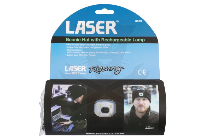 Sapka kötött téli Laser Tools Racing + AKKUS Ledes lámpával TS20
