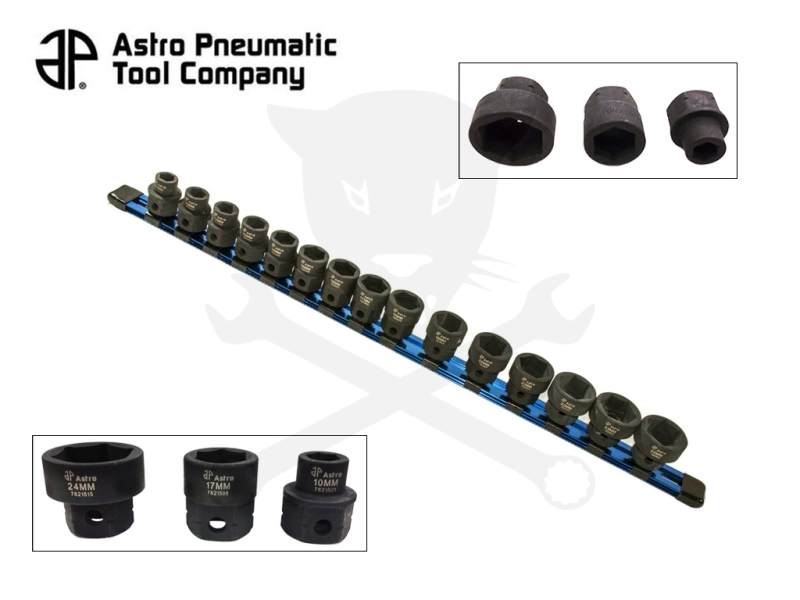 Légkulcsfej készlet 1/2" 15 db 10-24 mm metrikus - extra alacsony - Astro