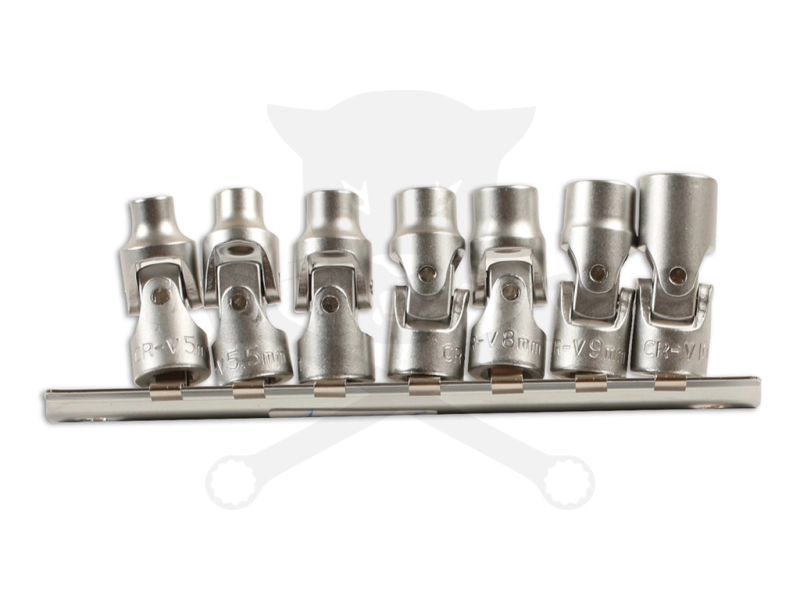 Dugókulcs - crowafej készlet 1/4" 6 lapú CSUKLÓS 7 db-os 5-10 mm -TS20