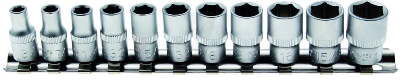 Dugókulcs - crowafej készlet 1/4" 6 lap rövid COLOS 11 db-os