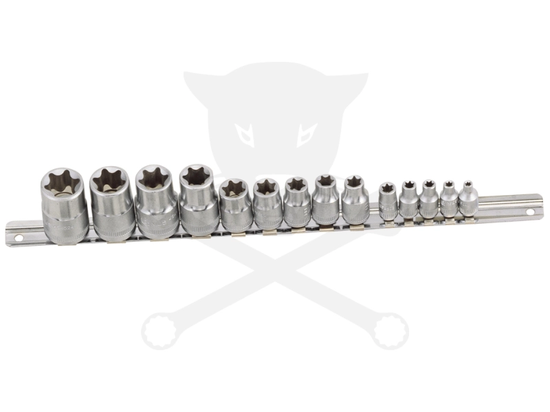 Dugókulcs - crowafej készlet 1/2"-3/8"-1/4" belső E-torx 14 db-os E4-E24
