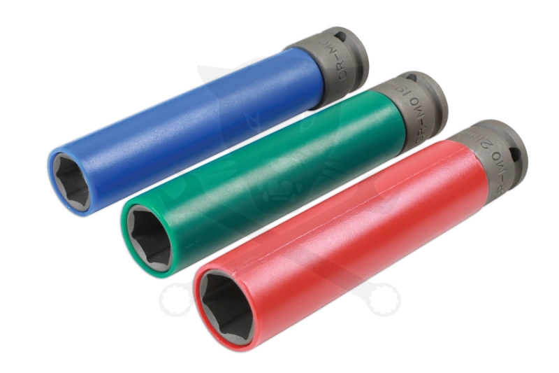 Légkulcsfej készlet 1/2"  3 db-os alufelnihez extra hosszított