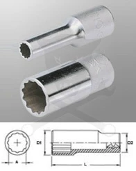 Dugókulcs - crowafej 1/2" 12 szög hosszú 29 mm Genius