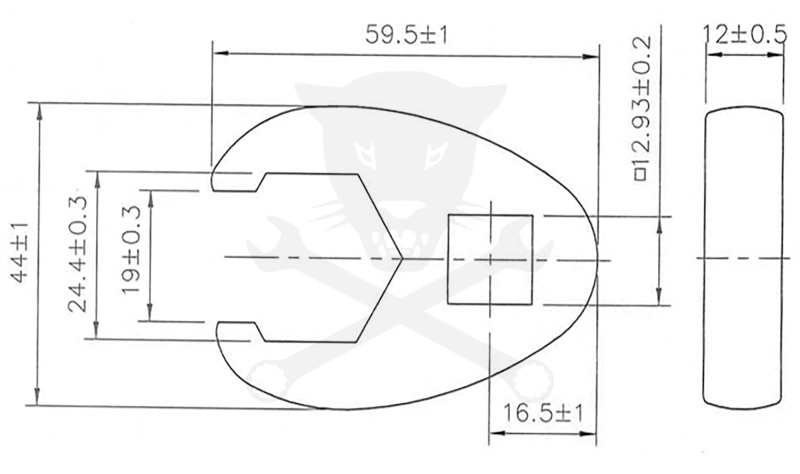 Villáskulcs adapter nyitott 1/2"-os 24 mm "Crowfoot"