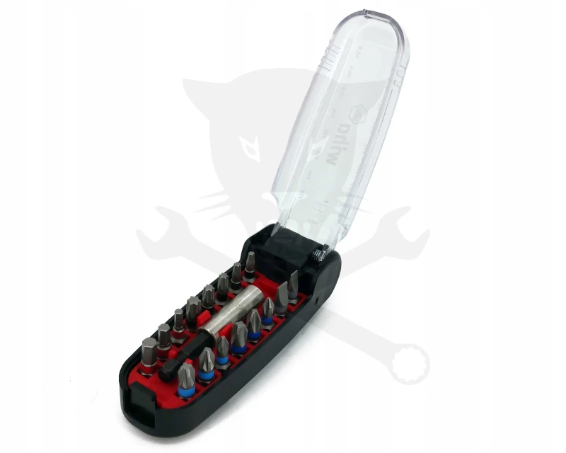 Bit készlet 17 db-os vegyes + 1/4" adapter CroCo markolat dobozban