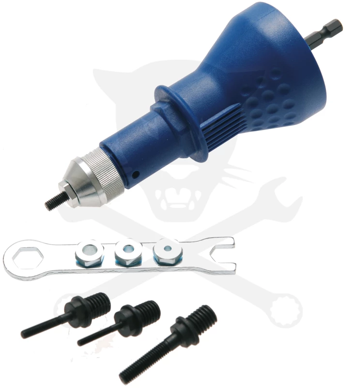 Szegecsanyahúzó adapter fúrógéphez-behajtóhoz. -   4 db-os készlet - BGS