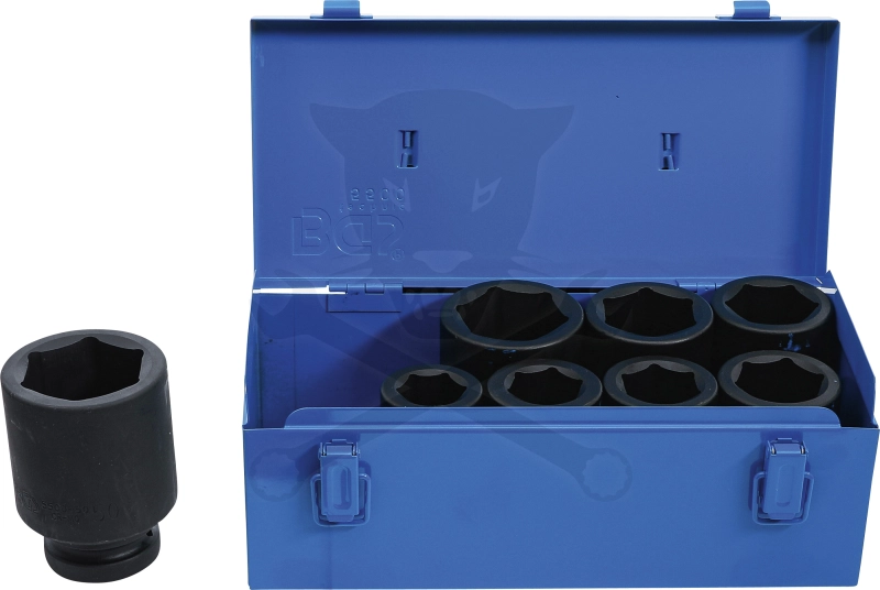 Légkulcsfej készlet 1" 8 db-os 27-50 mm 6 lap rövid - BGS