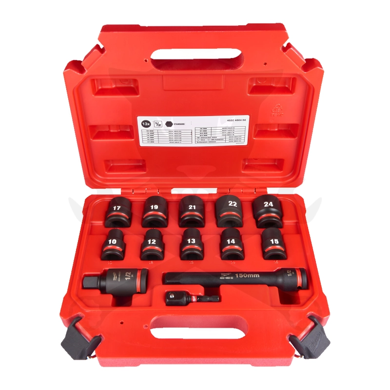 Dugókulcs - crowafej készlet 1/2" 6 lap 10-24 mm normál 13 db SHOCKWAVE (493248045)