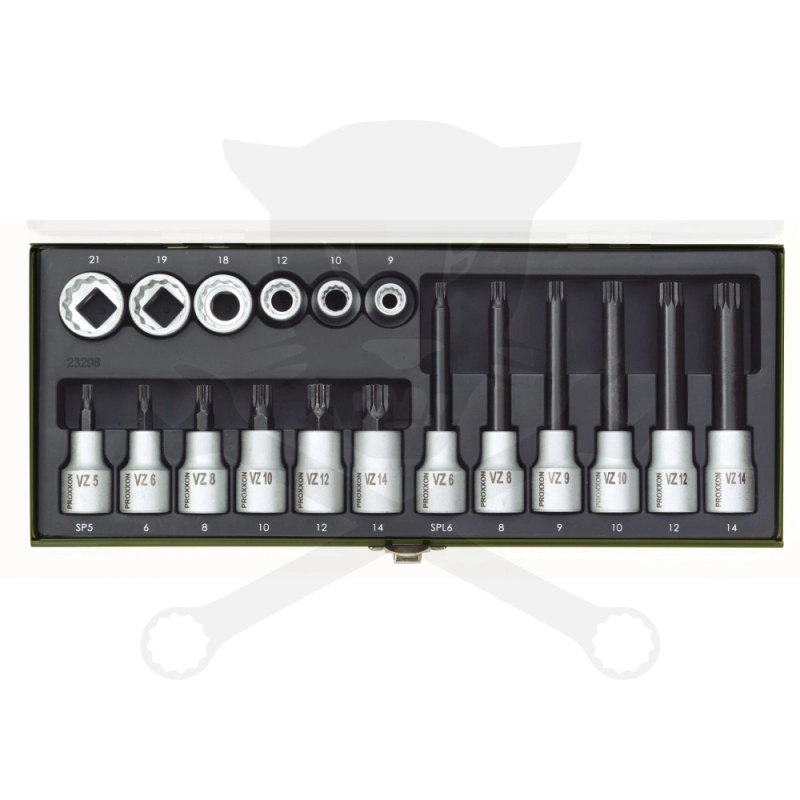 Rátűzőkulcs - crowa+bit 1/2" XZN - készlet 18 db-os - Proxxon