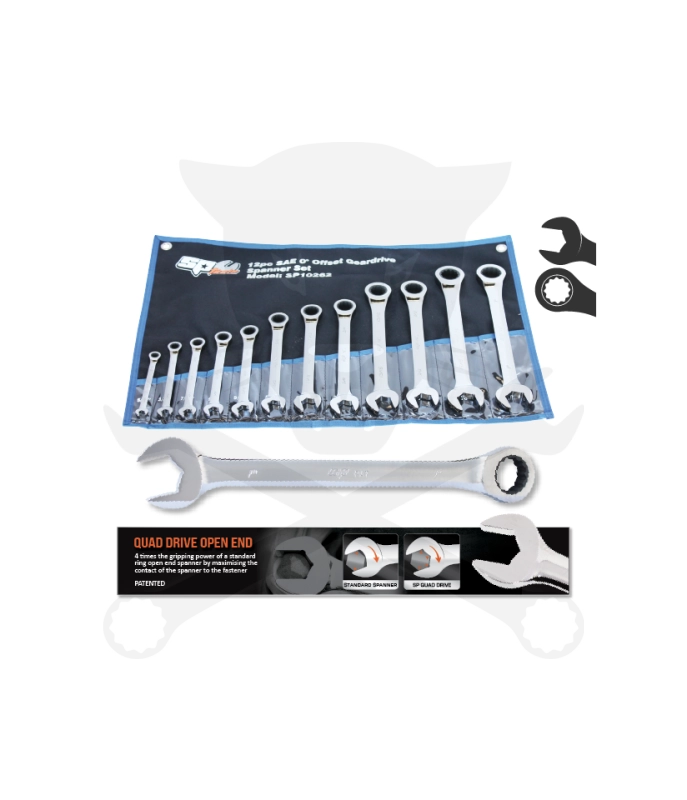 Csillag-villás racsnis készlet 12 db-os COLOS 5/16"-1" QUAD DRIVE SP