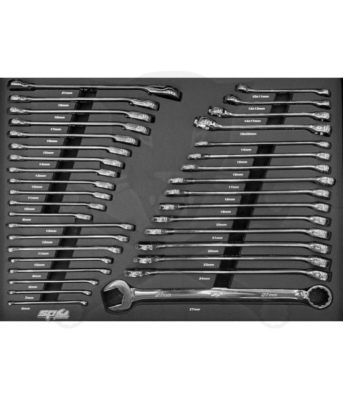 Tálcás SP Tools "M" Csillag-villáskulcs készlet 36db-os - QUAD DRIVE