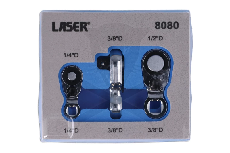 Crowa racsnis fej készlet 3 db-os mini 1/4"-3/8"-1/2" - Laser