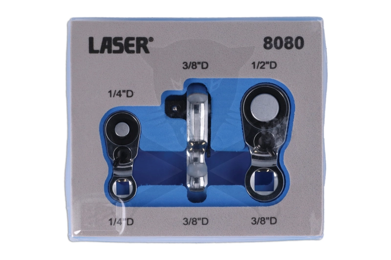 Crowa racsnis fej készlet 3 db-os mini 1/4"-3/8"-1/2" - Laser