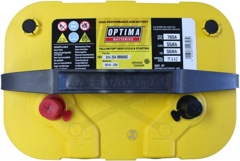 Akku OPTIMA YELLOW TOP 12V 55Ah 765A Bal+Oldalcsav.254x172x173 mm