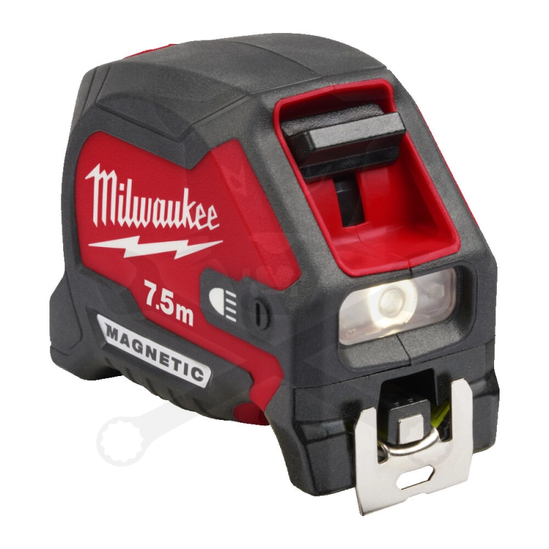 Mérőszalag 7,5 m x 30 mm gumírozott ház, LED lámpás - Milwaukee