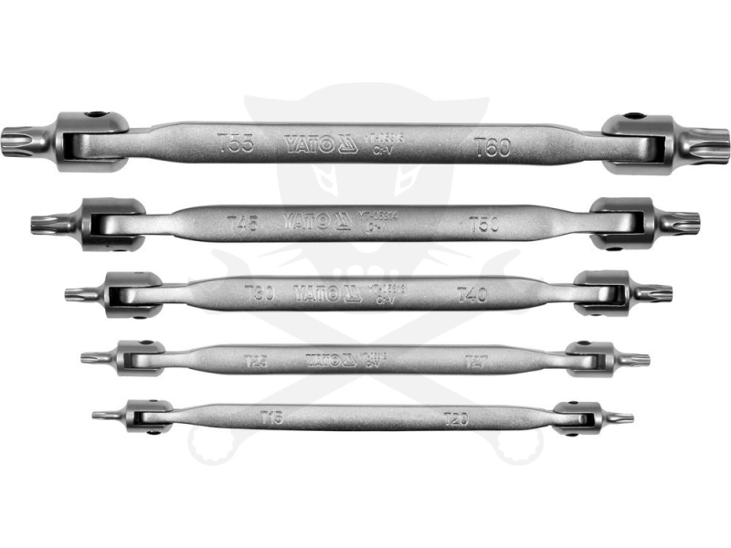 Torx csuklós külső készlet 5 db-os - 10 méret: T15 - T60 - YATO