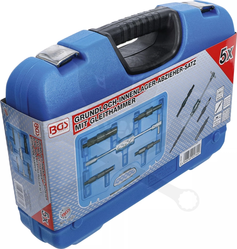 Csapágylehúzó készlet belső 10-32 mm 4+1 db + csúszókalapács -profi-BGS
