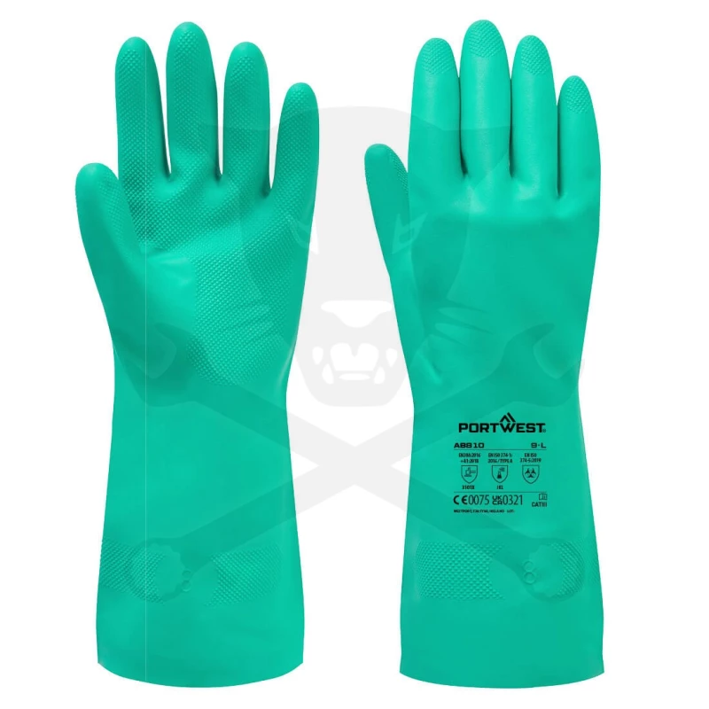 Kesztyű vegyszerálló Nitrosafe, zöld,  8/M - Portwest