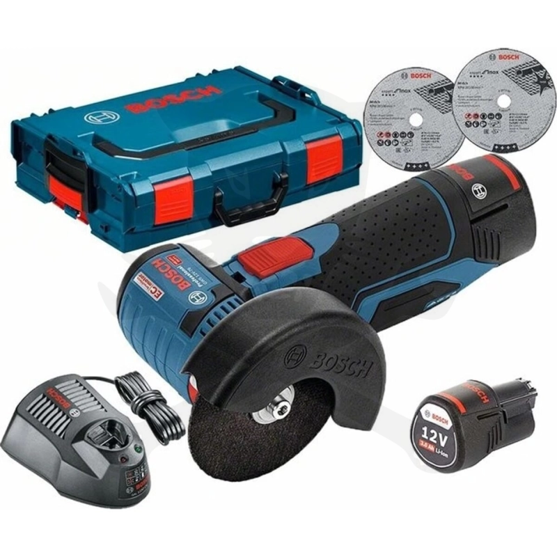Sarokcsiszoló, akkus 12V  76 mm 2 db 3.0Ah L-Boxx - Bosch