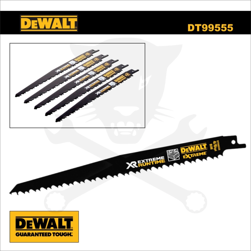 Fűrészlap kardfűrészhez, fára 230 mm 4.2-6.4 T - 5db - DeWalt Extr.