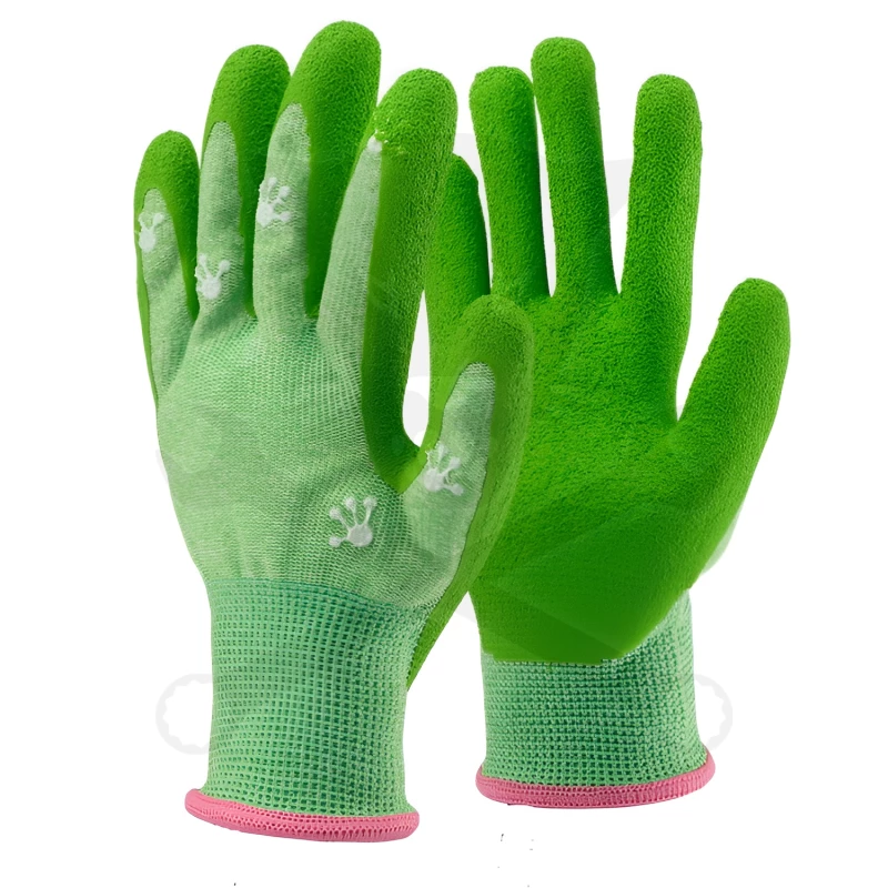 Kesztyű - gyerek, kertész - habosított latex - Békás Zöld 2/XXXXXS