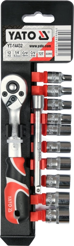 Dugókulcs - crowafej készlet 1/4" 6 lap normál 12 db-os  4-13 mm