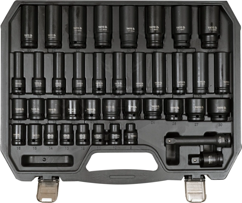 Légkulcsfej készlet 1/2" 40 db   9-30 mm rövid-hosszú