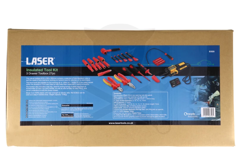 Szerszámkészlet Szigetelt/Hibrid VDE 1000 V 27 db-os készlet 3/8" Laser