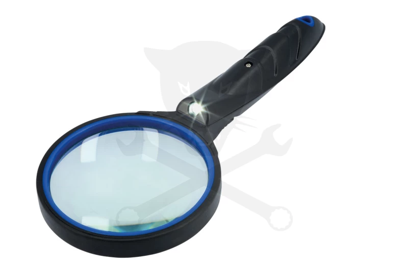 Nagyító 3x - LED világítással D73 mm - 195 mm 3xLR44 elem - Laser