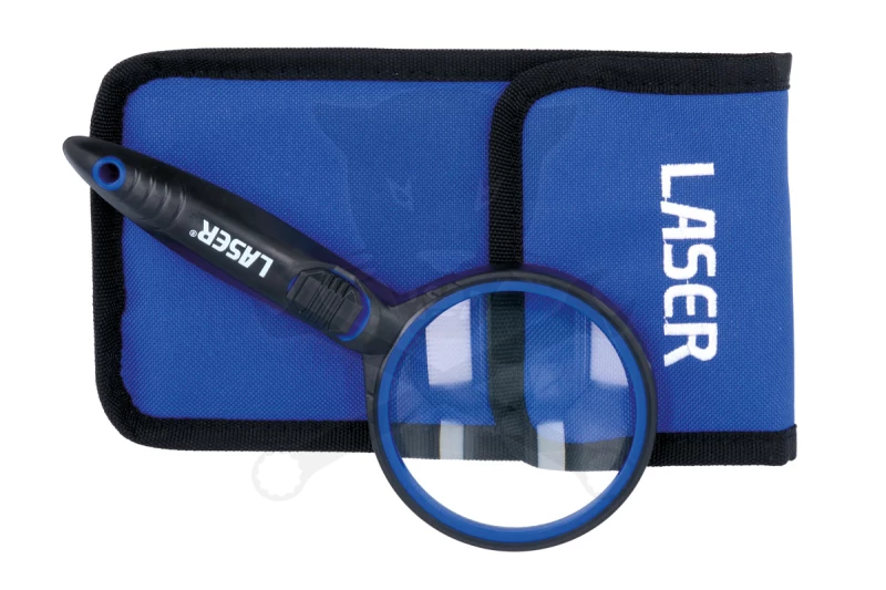 Nagyító 3x - LED világítással D73 mm - 195 mm 3xLR44 elem - Laser