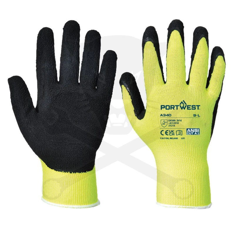 Kesztyű - szerelőkesztyű - Latexhab tenyér Fluo-Sárga 11 / XXL