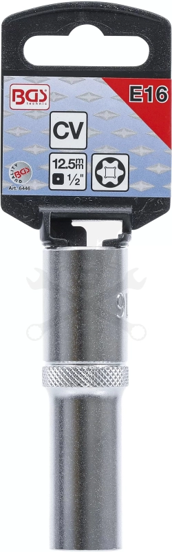 Dugókulcs - crowafej 1/2" belső torx hosszított E16 BGS