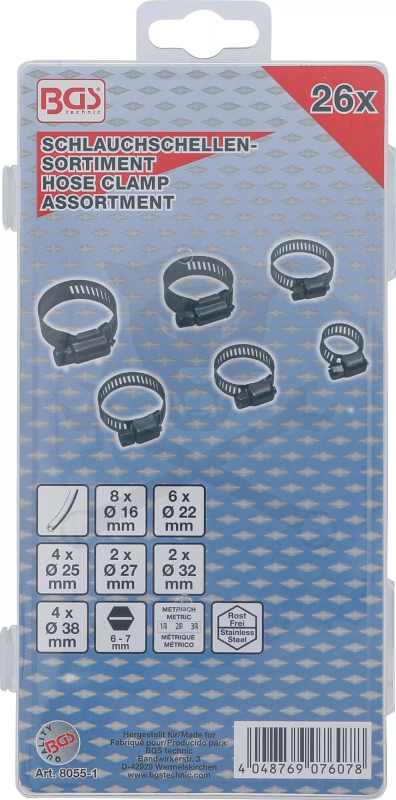 Bilincs készlet  26 részes rozsdamentes INOX átmérők:16-22-25-27-32-38 mm