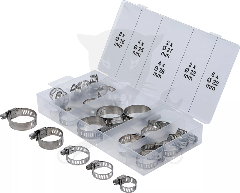 Bilincs készlet  26 részes rozsdamentes INOX átmérők:16-22-25-27-32-38 mm