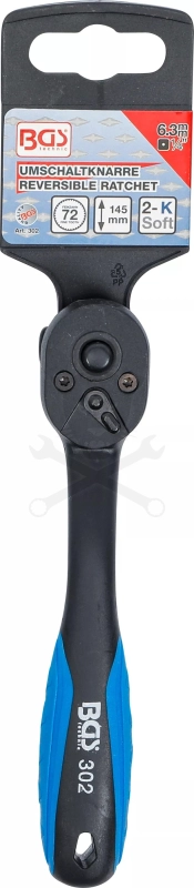 Crowa racsnis kulcs 1/4" 72 fogú, irányváltós, műanyag bevonattal - BGS