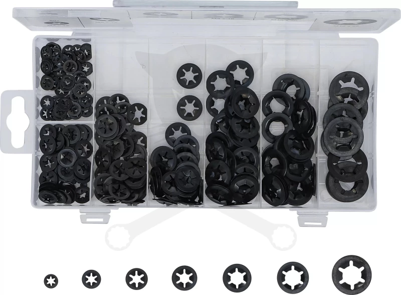 Feszítő / rögzítő alátét készlet M3-M12, 340 db - BGS