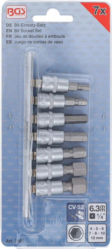 Rátűzőkulcs - crowa+bit 1/4" imbusz készlet 7 db-os, 4 - 12 mm