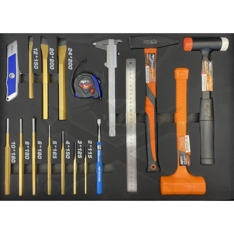Szerszámos kocsi gyári-felszerelt 411 db-os 19 fiók CUSTOM S. PIROS -